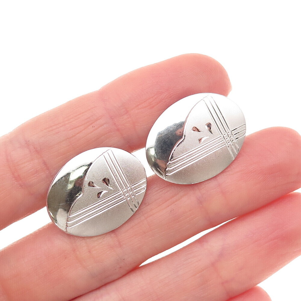 JML Diplomat 925 Sterling Silver Vintage Engraved Oval Cufflinks